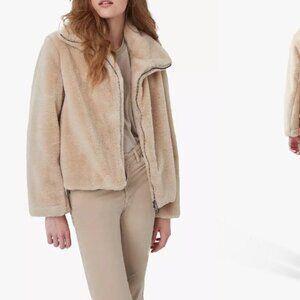 French Connection Buona Faux Fur High Neck Jacket